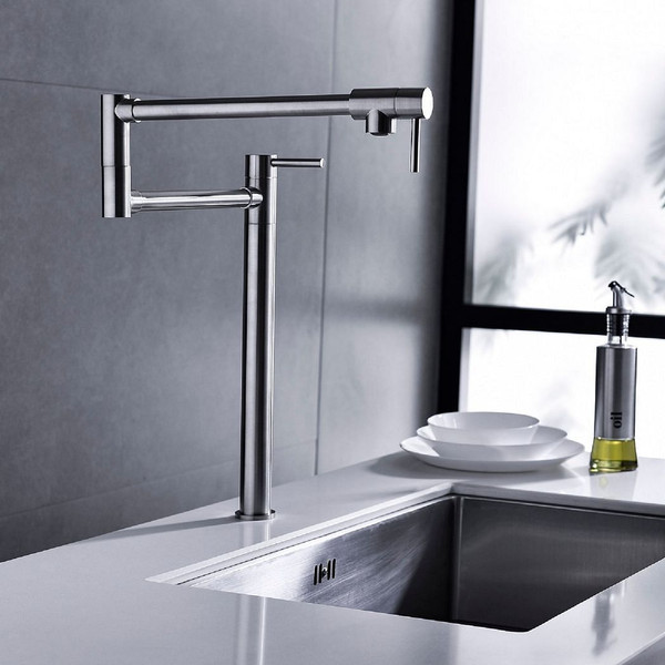 Pot Filler Faucet Brushed Nickel Finish with Extension Shank T575-S0671294552