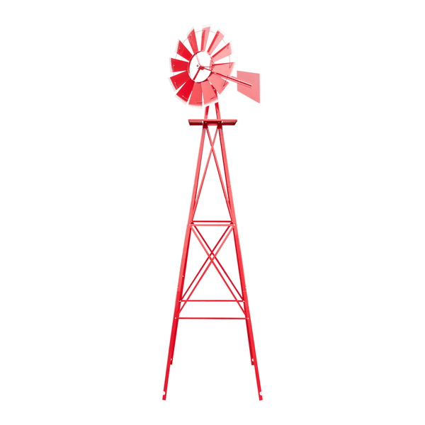 8FT Weather Resistant Yard Garden Windmill Red T575-S0671290075