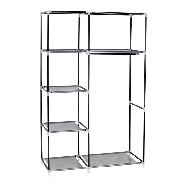 64" Portable Closet Storage Organizer Wardrobe Clothes Rack with Shelves Gray T575-S0671294064
