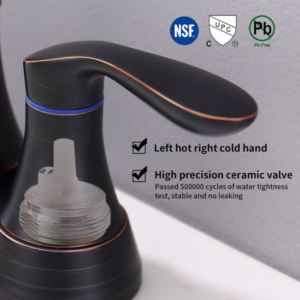 2-Handle 4-Inch Oil Rubbed Bronze Bathroom Faucet, Bathroom Vanity Sink Faucets with Pop-up Drain a T575-S0671298845