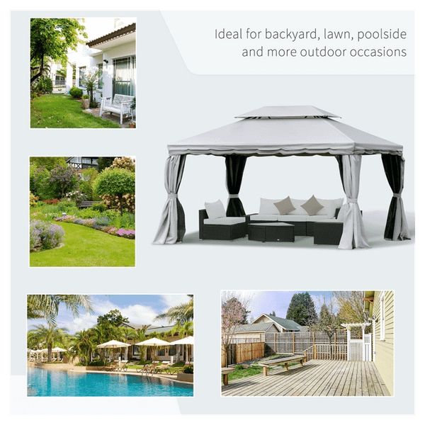 10ft x 13ft Patio Gazebo-Gray-AS T575-S0671347985