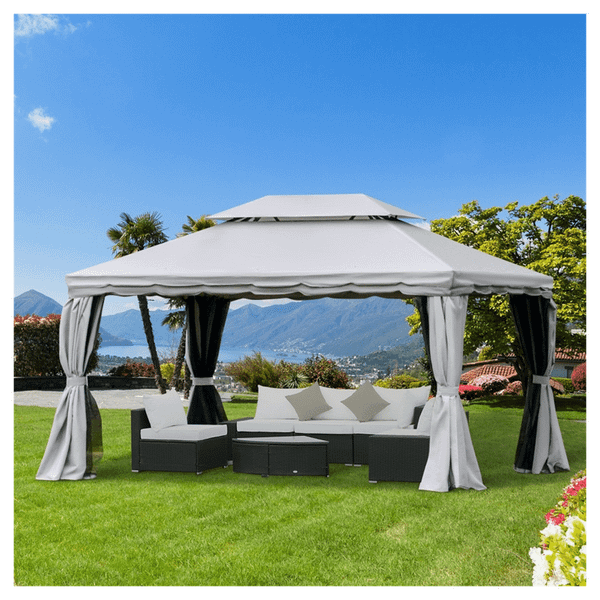 10ft x 13ft Patio Gazebo-Gray-AS T575-S0671347985