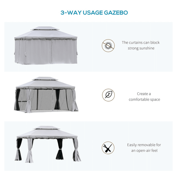 10ft x 13ft Patio Gazebo-Gray-AS T575-S0671347985