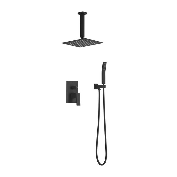 Matte Black Shower Set System Bathroom Luxury Rain Mixer Shower Combo Set Ceiling Mounted Rainfall  T575-S0671299494