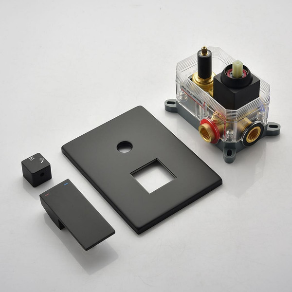 Matte Black Shower Set System Bathroom Luxury Rain Mixer Shower Combo Set Ceiling Mounted Rainfall  T575-S0671299494