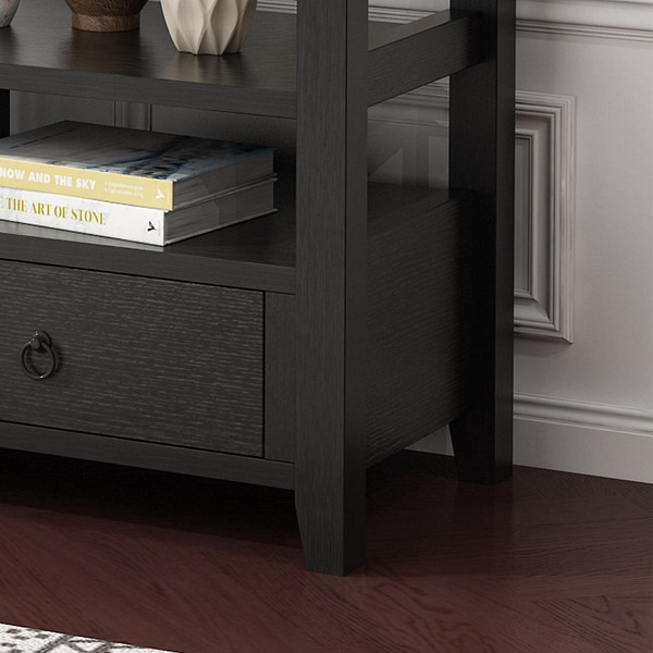 3 Tier Vintage Solid Console Table with 3 Drawers and Shelves, Industrial Console Table Coffee Tabl T575-S0671269869