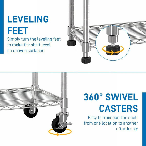 6-Tier disassembly and free assembly NSF-Certified Steel Wire Shelving with Wheels T575-S0671362287