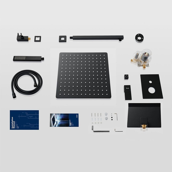 Male NPT Matte Black Shower System, 12 Inch Shower Fixtures Rain Shower Head with Handheld Shower S T575-S0671288425