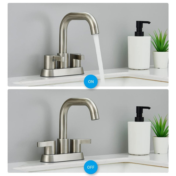 Bathroom Faucet 2 Handle 4 Inch Centerset Bathroom Sink Faucets 3 Hole with Pop Up Drain and Water  T575-S0671298918