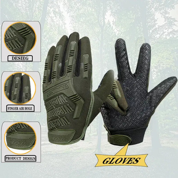 Color: green, Gloves Size: L - Men Tactical Gloves Full Finger Motos Racing Training Fighting Glove F640-12000039949150491