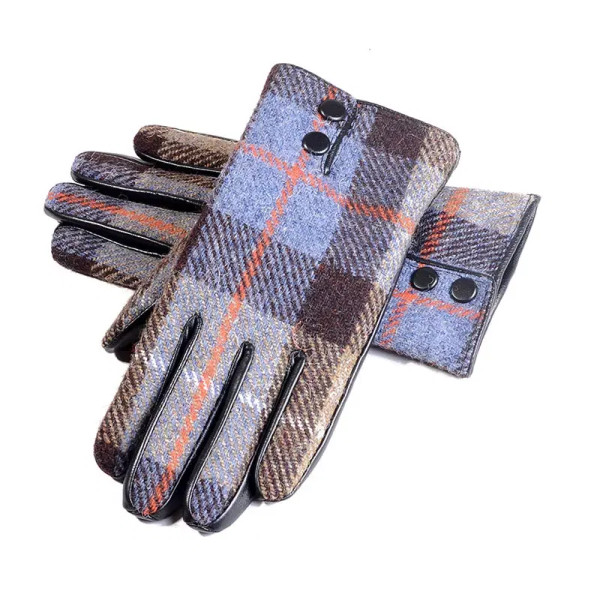 Color: Ivory, Gloves Size: XL - New Men's Male Wool Tweed & Leather Winter Warm Thicker Lining fash F640-12000043125053888