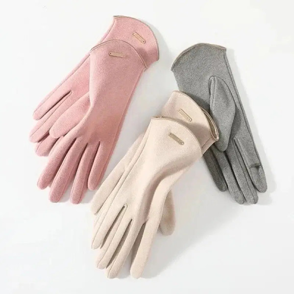 Color: Blue, Gloves Size: One Size - Women Autumn Winter Keep Warm Touch Screen Thin Solid Simple G F640-12000041500945587