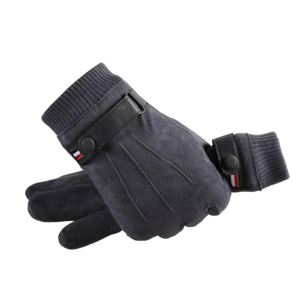 Color: black - Men's Winter r?µ?‡?°?‚ Suede Warm Split Military Finger Gloves Outdoor Riding Ski Fi F640-12000044608272743