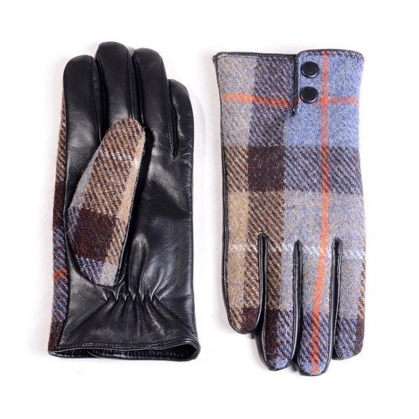Color: GRAY, Gloves Size: M - New Men's Male Wool Tweed & Leather Winter Warm Thicker Lining fashio F640-12000043125053883