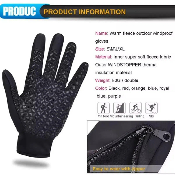 Color: black, Gloves Size: L - Touchscreen Warm Gloves Outdoor Cycling Driving Motorcycle Waterproo F640-12000041445236798