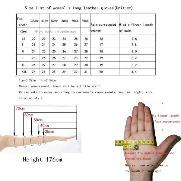 Color: WHITE, Gloves Size: 4 - 50cm New Genuine Leather White Women's High Grade Party Mittens Shee F640-10000014550214054