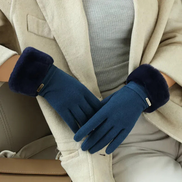 Color: GRAY, Gloves Size: One Size - Winter Women Keep Warm Plus Velvet Touch Screen Thicken Plush  F640-12000036834031721