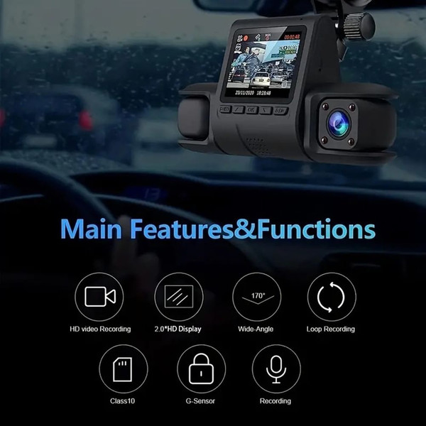 Dash Cam 3 Channel Front Rear Inside 1080P Car Dvr Dashboard Camera with IR Night Vision Loop Recor K484-PAU_0JSQW8T1