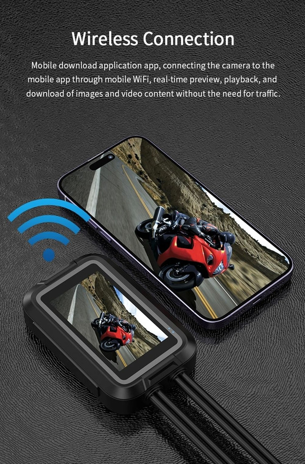 Motorcycle Dash Cam 150° Wide Angle, HD 1080P Front and Rear Camera Driving Recorder, Loop Recordin K484-FQZAU_Y628ANUZ