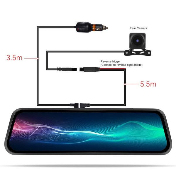 9.66 Inch Mirror Dash Cam Front Rear 1080P Camera IPS Touch Screen 150° Wide View Split Screen Driv K484-PAU_0KK0SDMG