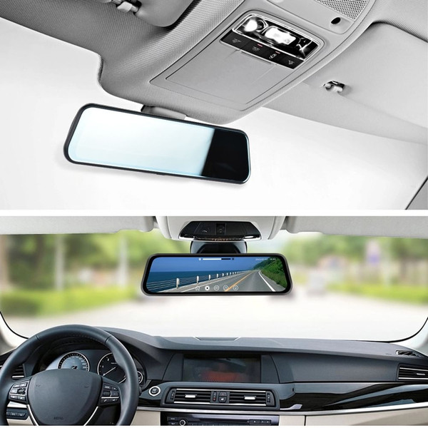 9.66 Inch Mirror Dash Cam Front Rear 1080P Camera IPS Touch Screen 150° Wide View Split Screen Driv K484-PAU_0KK0SDMG