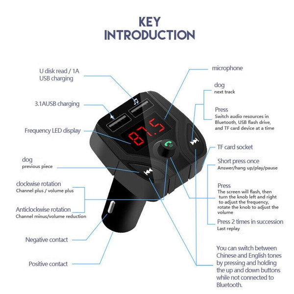 B4 12V 24V Car Cigarette Lighter Socket USB Charger MP3 Player Bluetooth Hands-free Pink K484-PAU_0GJBS2UJ