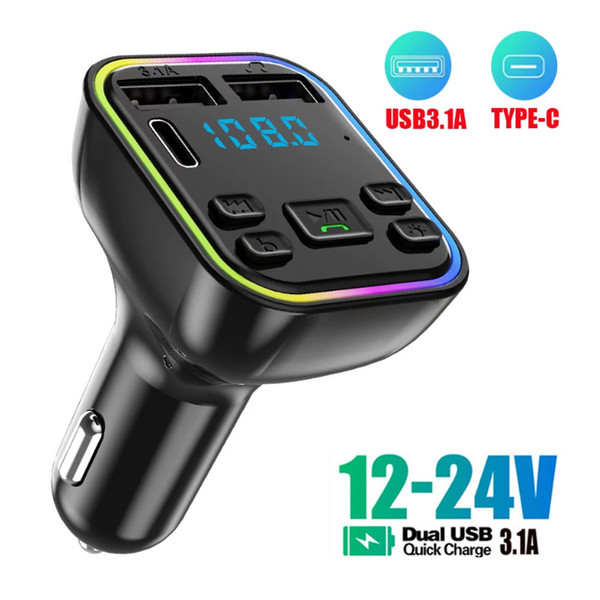Led Backlight Bluetooth Fm Transmitter Dual Usb Type C Fast Charger Black K484-PEL_0NP0GNTH