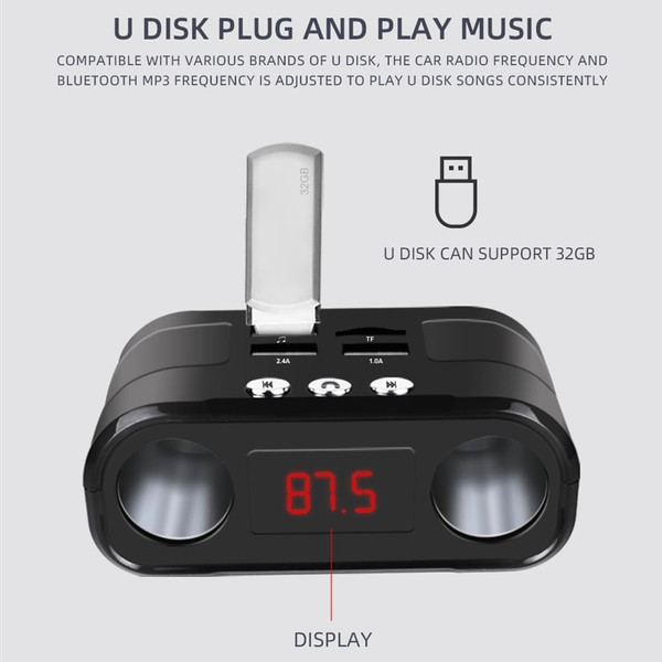 Car Fm Transmitter Bluetooth Hands-free Car Kit Mp3 Music Player Quick Charge Charger Cigarette Lig K484-PAU_0IWM8OQC