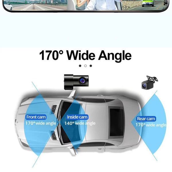 3 Channel Dash Cam 1080P HD Full Touch Screen 170 Degrees Wide Angle Dashboard Camera G-Sensor Black K484-PAU_0K1MU6MY