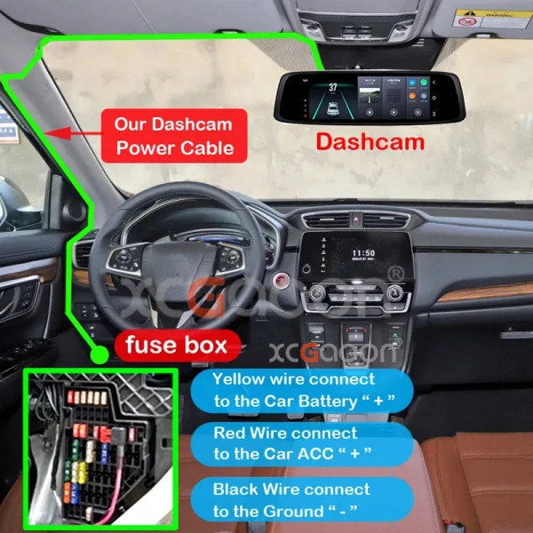 Color Name: Red - CarDash Cam Wire DVR Hardwire Cable Kit Video Recorder 12V-24V To 5V 2.5A Mini Mi F640-12000038280079962