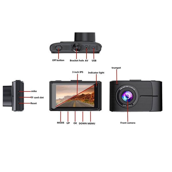 Car HD Driving Recorder 3-Inch 4k+1080p Dual Lens Wide-angle Dual Recording Night Vision Dash Cam b K484-PAU_0FKBX38L