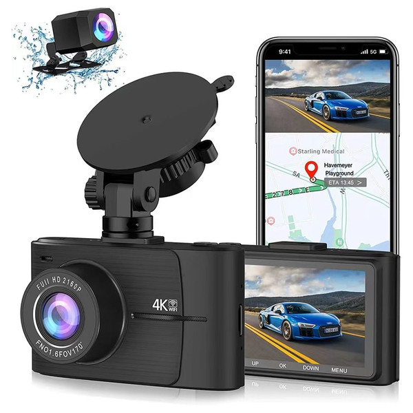 Car HD Driving Recorder 3-Inch 4k+1080p Dual Lens Wide-angle Dual Recording Night Vision Dash Cam b K484-PAU_0FKBX38L