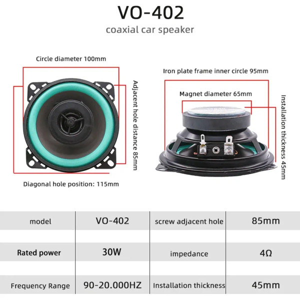 Size: 7" - 4/5/6.5 Inch Car Speakers HiFi Coaxial Subwoofer Universal Automotive Audio Music Full R F640-12000039880916627