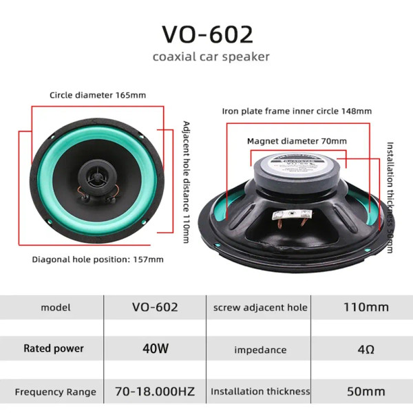 Size: 7" - 4/5/6.5 Inch Car Speakers HiFi Coaxial Subwoofer Universal Automotive Audio Music Full R F640-12000039880916627