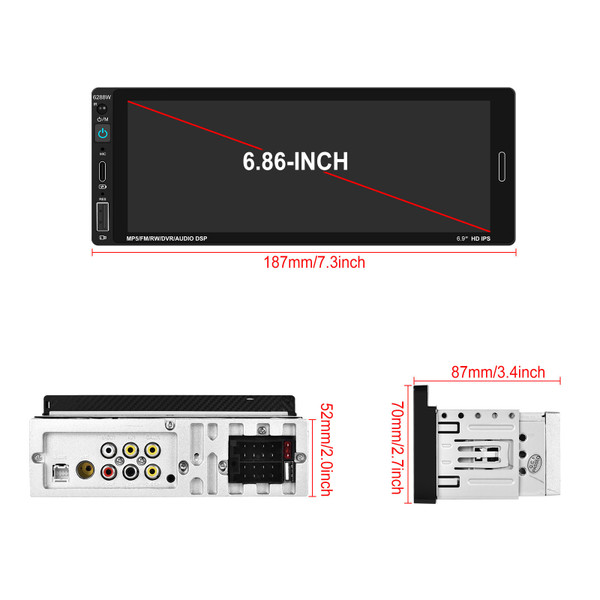 Single DIN Car Stereo Wireless for Carplay Android Auto 6.86-Inch Car Radio Support Mirror Link Sta K484-PAU_0KFS2D8M