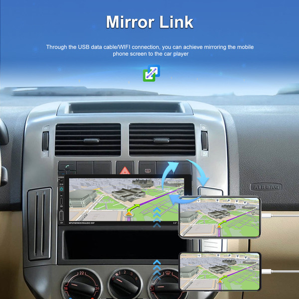 Single DIN Car Stereo Wireless for Carplay Android Auto 6.86-Inch Car Radio Support Mirror Link Sta K484-PAU_0KFS2D8M