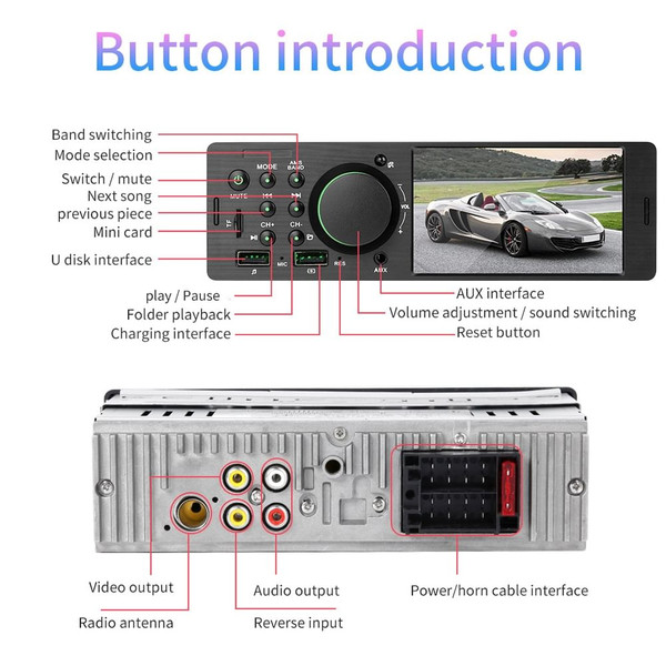 12v Universal Car MP5 Player Dual Usb Charging Bluetooth U Disk Card Reader Black 8 Lights Camera K484-PAU_0I4LY3XY