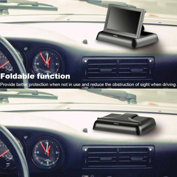 Car Backup Camera Reverse Rear View Camera with 4.3 Inch Foldable Monitor HD 170° Wide Angle Black K484-PAU_0K1Q1FT8