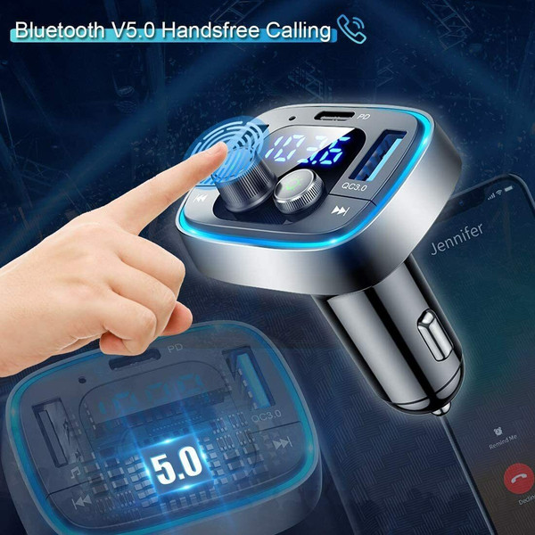 Car Adapter Wireless FM Radio Transmitter Bluetooth 5.0  Black K484-PAU_0G4XJTG3