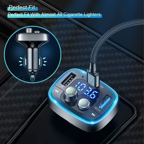 Car Adapter Wireless FM Radio Transmitter Bluetooth 5.0  Black K484-PAU_0G4XJTG3