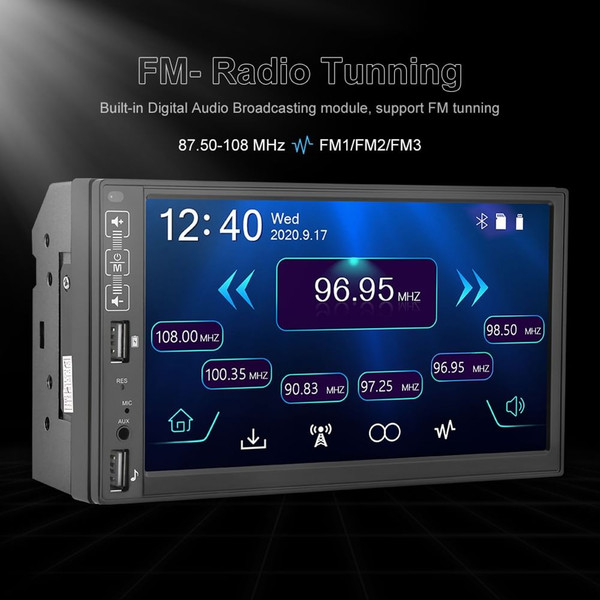 2Din Car Radio 7-inch HD MP5 Carplay Bluetooth FM Music Player with 12 light camera K484-PAU_0GDEVJYO