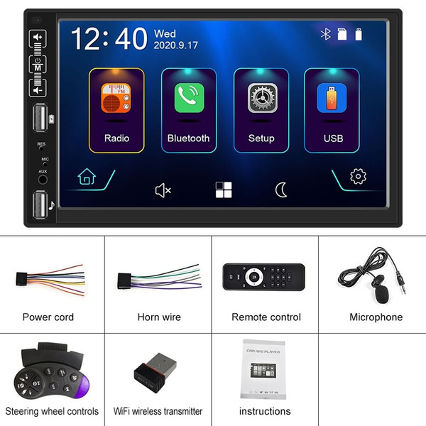2Din Car Radio 7-inch HD MP5 Carplay Bluetooth FM Music Player with 12 light camera K484-PAU_0GDEVJYO
