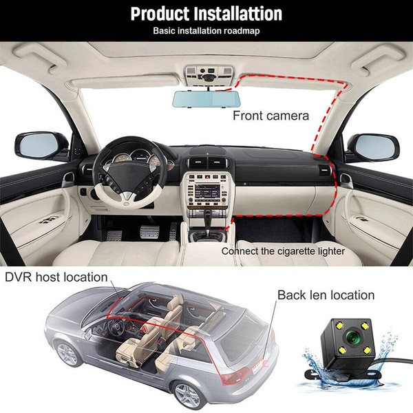 5-inch Rearview Mirror Car Dvr Dash Cam 1080P 2.5d Touch Night Vision Front Rear HD Video Driving R K484-PAU_0INF4DT7