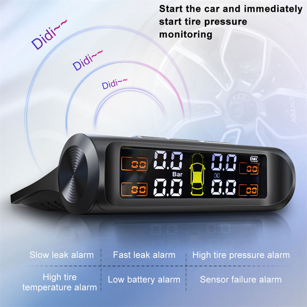 Tire Pressure Monitoring Systems Solar Car Digital Display Wireless Solar Power with Real Time Moni K484-PEL_0RUYUN3R
