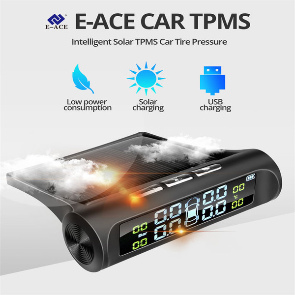 Tire Pressure Monitoring Systems Solar Car Digital Display Wireless Solar Power with Real Time Moni K484-PEL_0RUYUN3R