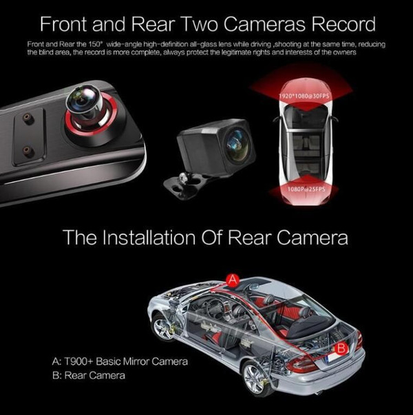 9.66 Inch Touch Car Rearview Mirror DVR Camera 2.5D IPS 1280*480 screen + full screen touch Support K484-PAU_0B6XH1TW