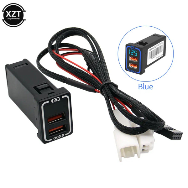 Color Name: PURPLE - Universal Dual USB Port Car Charger AUX Audio Socket QC3.0 Quick Charging Adap F640-12000028395979671