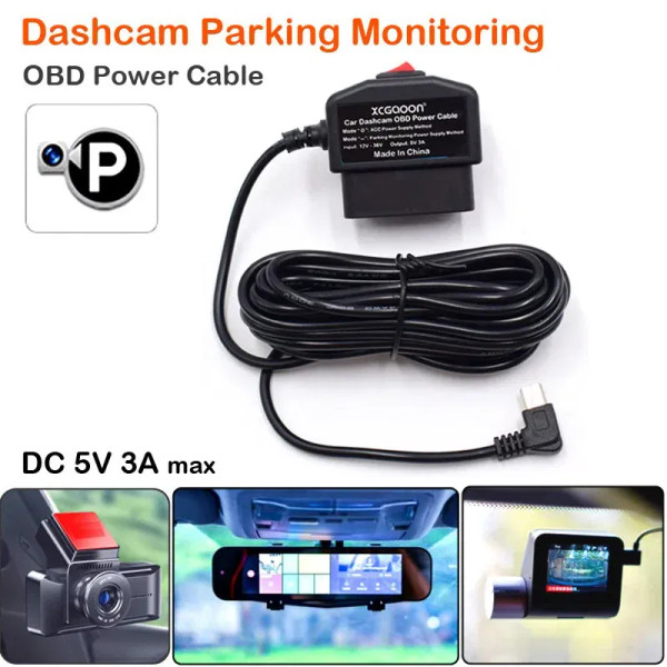 Color Name: black - Dash Cam Camcorder Vehicle DVR 24Hours Car Charging Cable OBD Hardwire Cord Min F640-12000037949984136