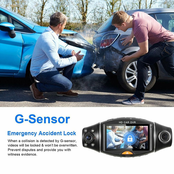 Dual Lens Dash Cam With Mounting Bracket Car Dvr Camera Recorder G-sensor Front + Rear Video 1080p  K484-PAU_0EXOJUB8