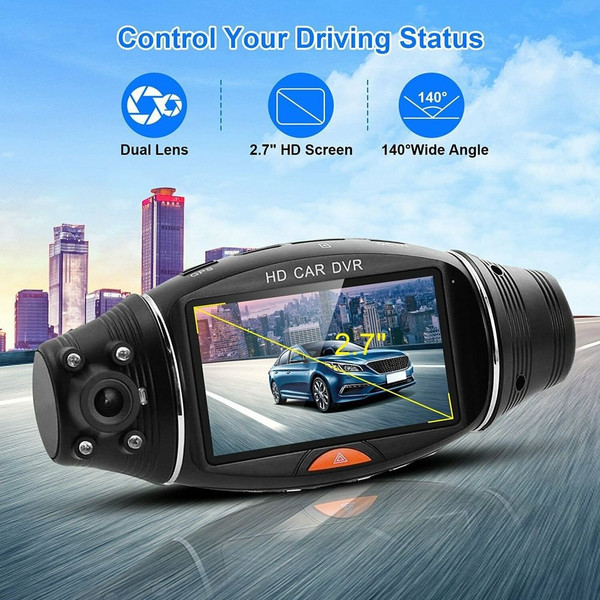 Dual Lens Dash Cam With Mounting Bracket Car Dvr Camera Recorder G-sensor Front + Rear Video 1080p  K484-PAU_0EXOJUB8